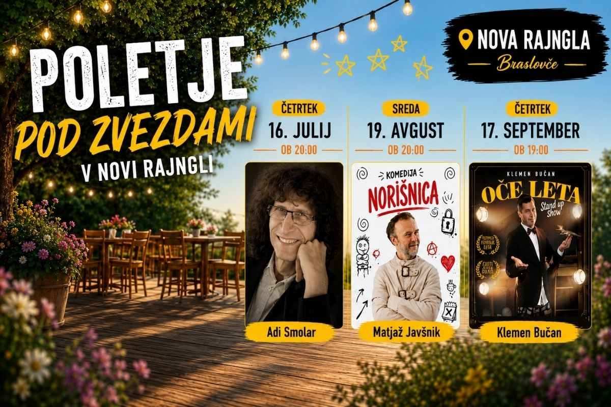 Poletje pod zvezdami v Novi Rajngli – Adi Smolar, Matjaž Javšnik in Klemen Bučan